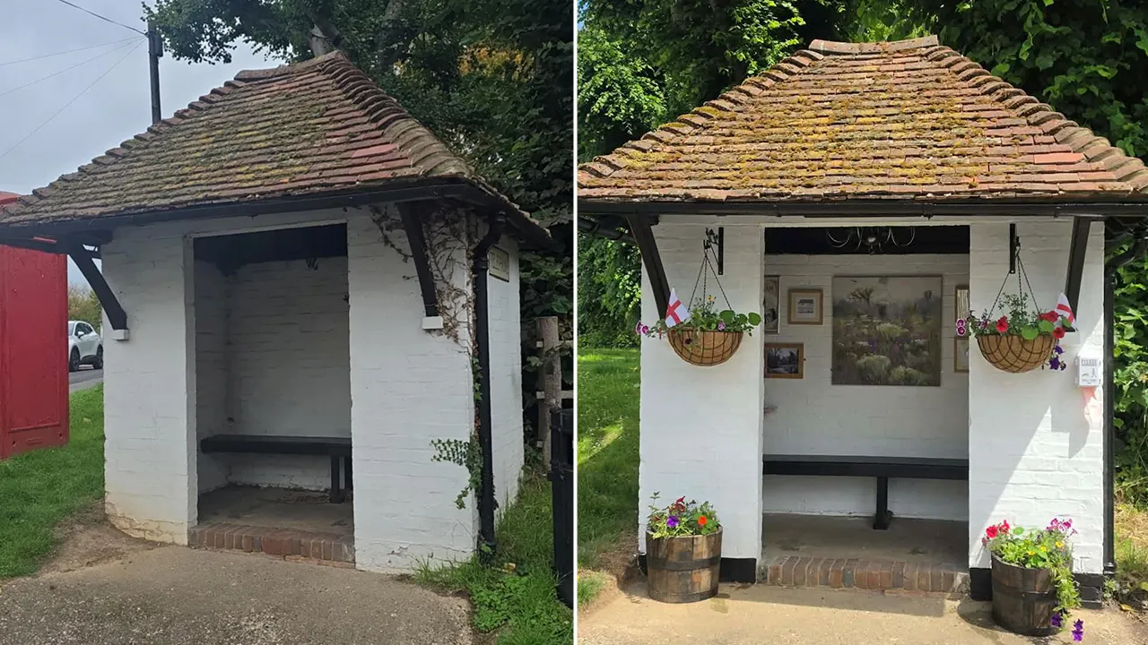 Pub owner fed up with ‚ugly‘ bus depot gives broken-down spot eye-catching makeover