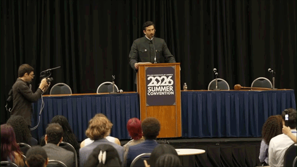 Hasan Piker wears a Mao-style suit at College Democrats convention