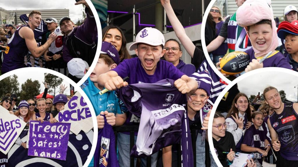 More than 3000 of the Purple Army descend on Cockburn ARC to watch the Dockers’ final WA training session